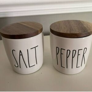 Rae Dunn By Magenta 2 Piece SALT/PEPPER Ceramic LL Salt & Pepper Cellar